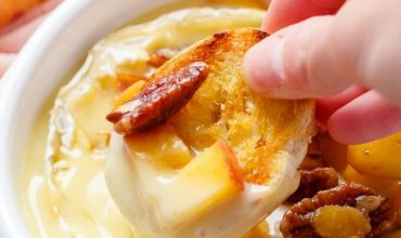 Grilled Maple-Butter Peach Camembert with Maple Pecans & Peameal Bacon
