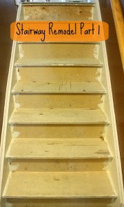 Wooden stairway with sign