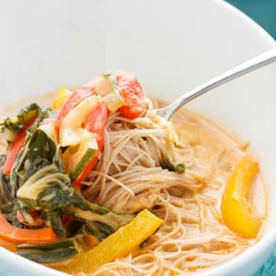 Coconut Curry Soup over Vermicelli Rice Noodles