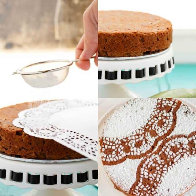 Chocolate Zucchini Cake, images of process of making cake #decorating