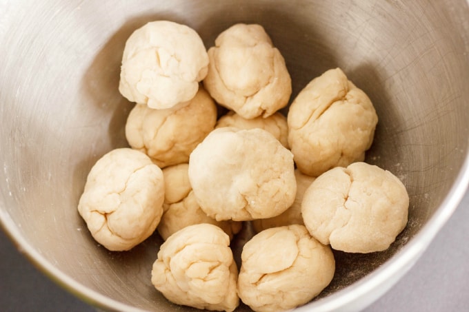 Homemade Flour Tortillas dough balls in bowl