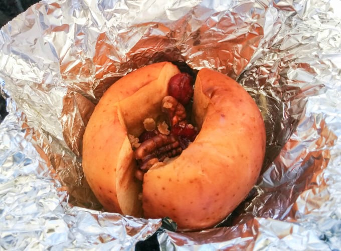 Baked Campfire Apple in baking foil