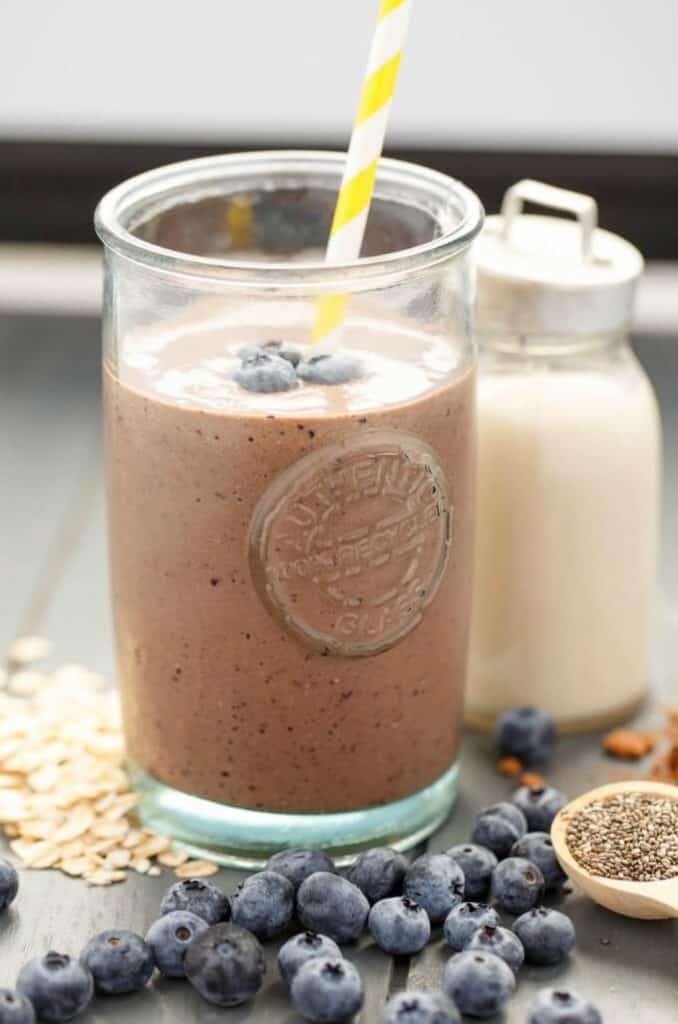 Almond Milk BananaBlueberry Breakfast Smoothie The Cookie Writer