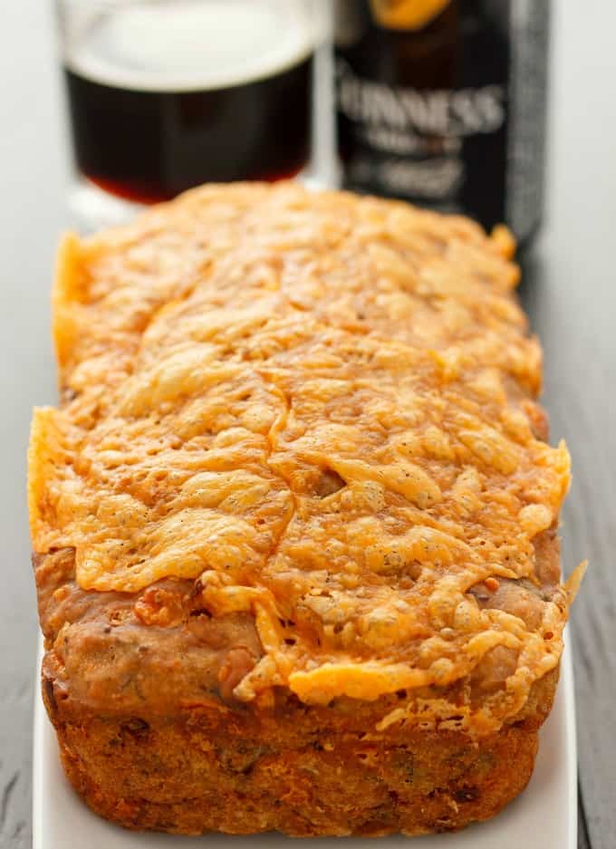 Cheese and Dill Beer Bread  on white plate#cheese