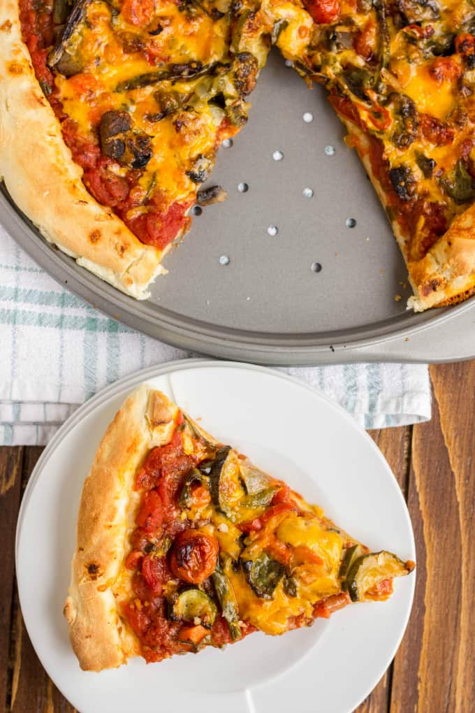 Roasted Vegetable Pizza with Ghost Pepper Sauce - The Cookie Writer