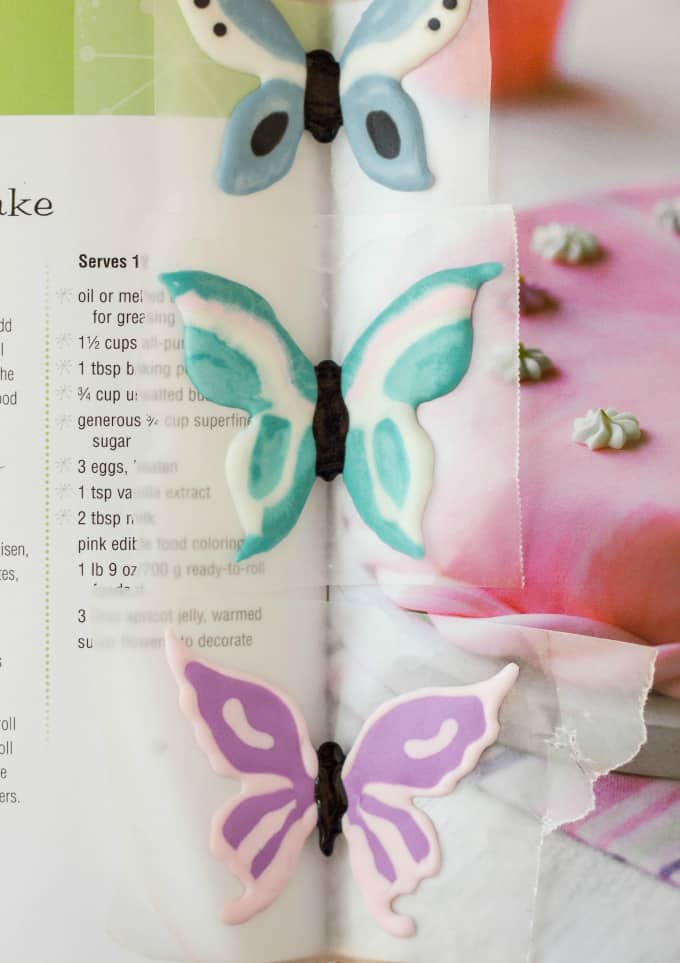 Royal Icing Butterflies with book in the background