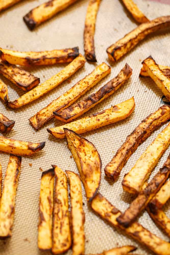 Rutabaga Fries on brown pad#glutenfree