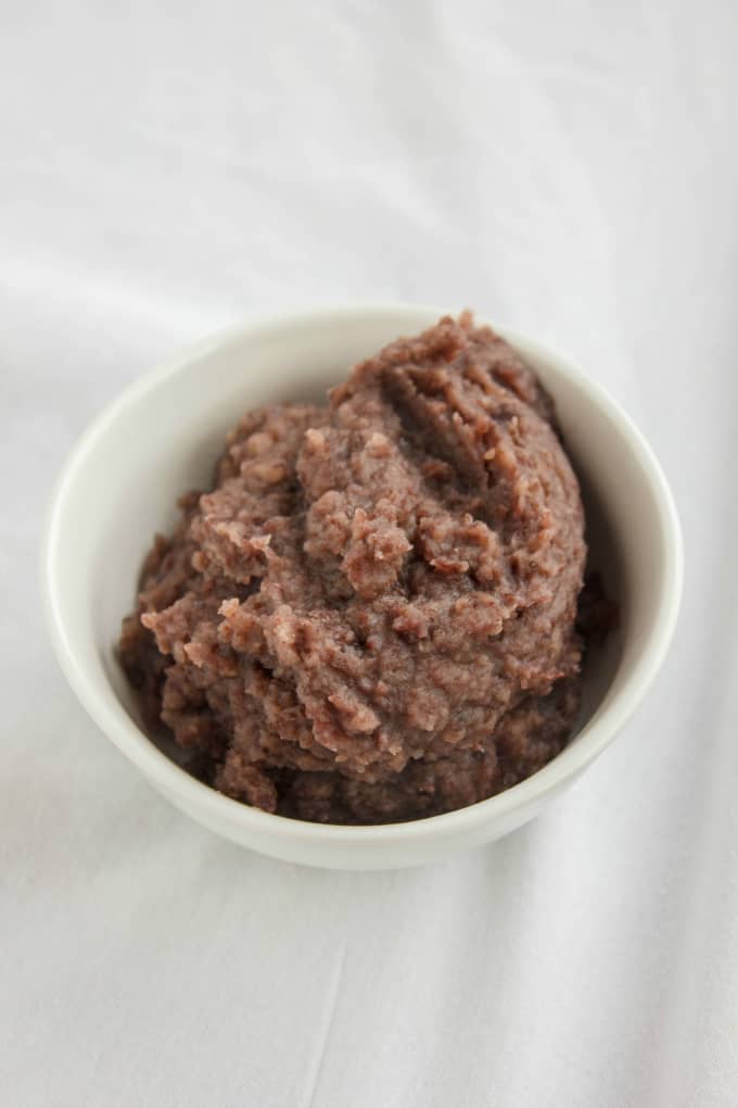 Red Bean Paste in white bowl, white background