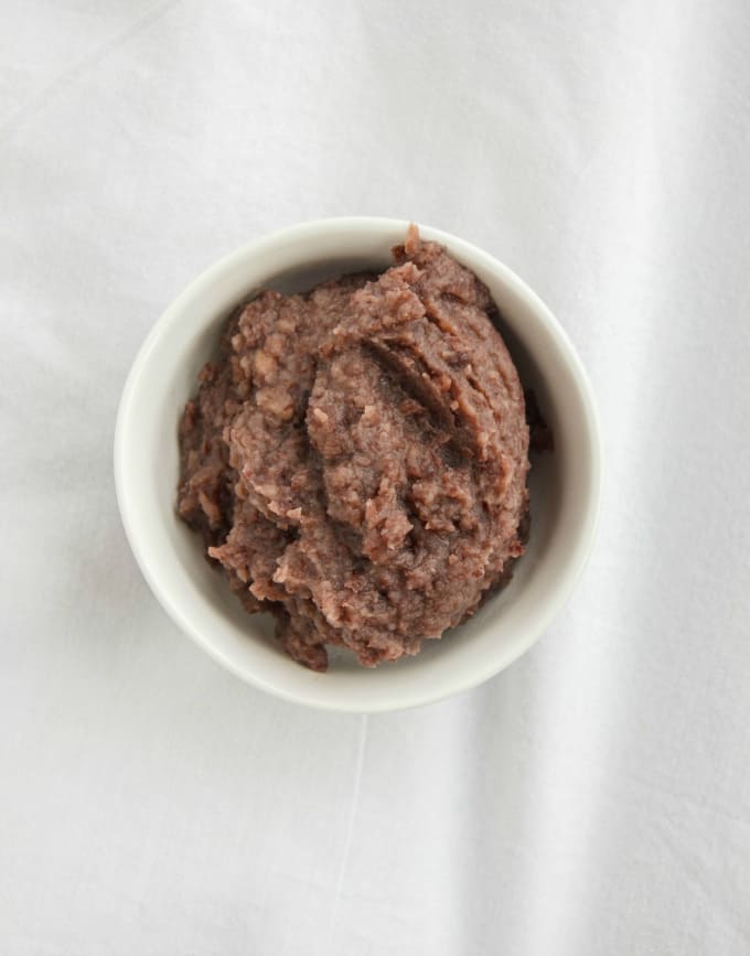 Red Bean Paste in white bowl, white background