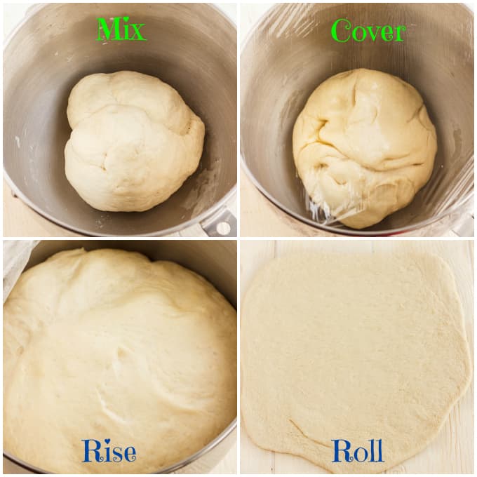 Homemade Calzones dough in bowl in the process of making