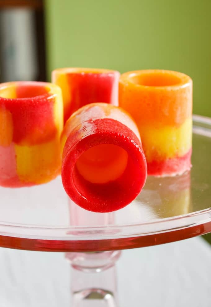 Starburst Candy Shot Glasses on glass tray