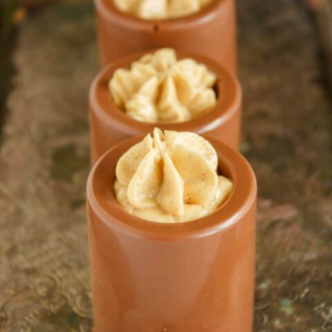 White Chocolate Shot Glasses with Strawberry Mousse