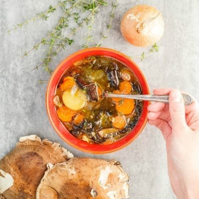 Portobello Mushroom Soup with Homemade Chicken Stock