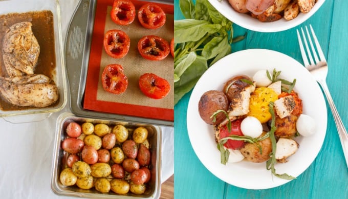 Roasted Potato and Chicken Caprese Salad  step by step, process of making#beforeandafter