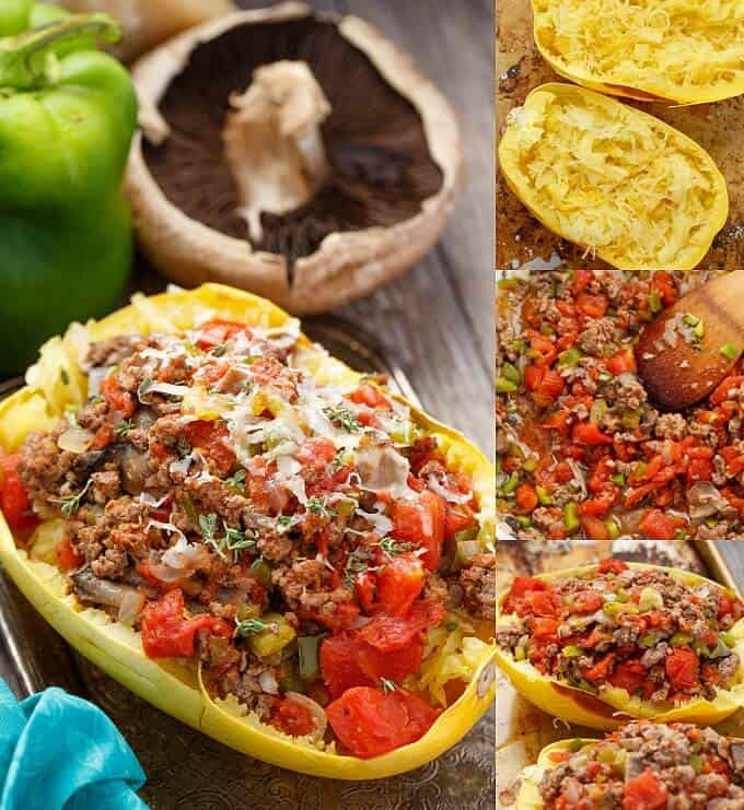 Stuffed Spaghetti Squash with Tomato and Ground Beef process of making 