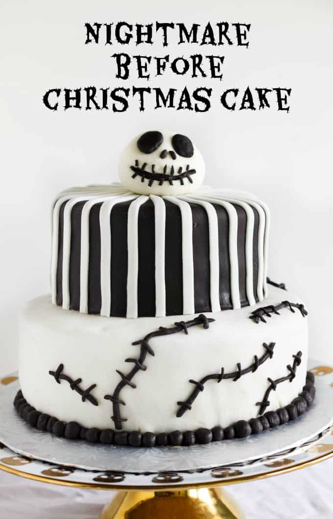 Nightmare Before Christmas Cake (Jack Skellington Cake) on white golden tray