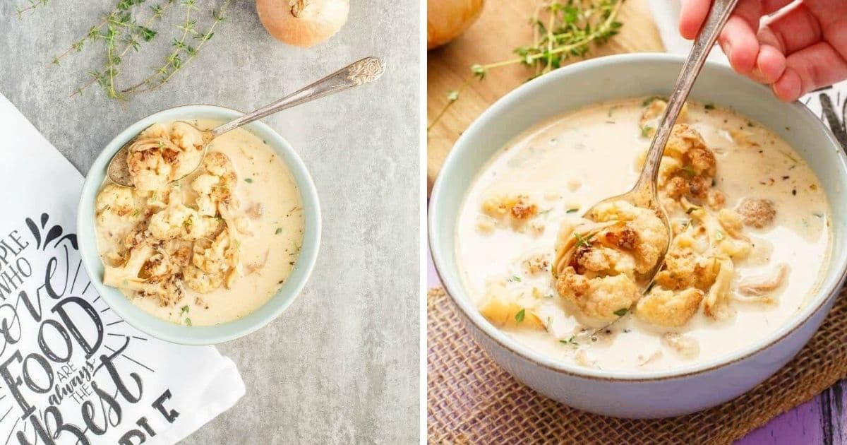 Roasted Cauliflower Chicken Soup