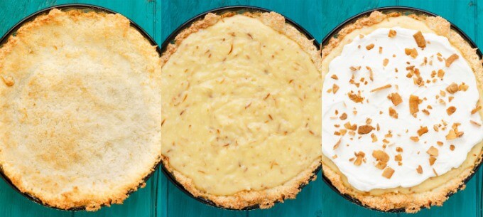 Gluten-Free Coconut Cream Pie dough with  and without frosting