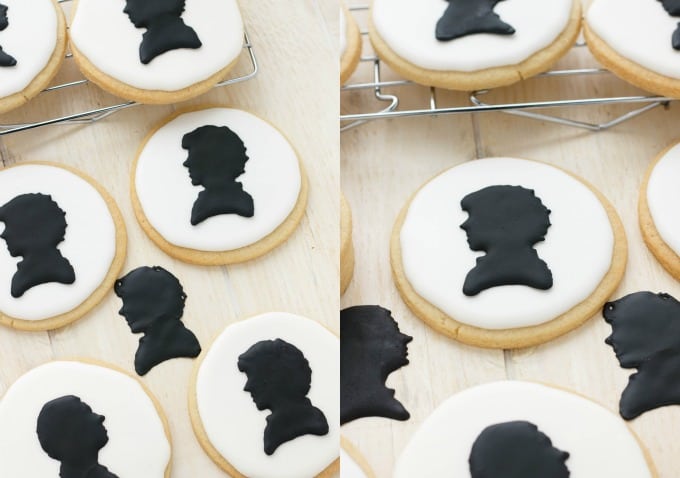 Royal Icing Sherlock Cookies  on baking grids and white table(Cookie Geek #1) #cookiegeek