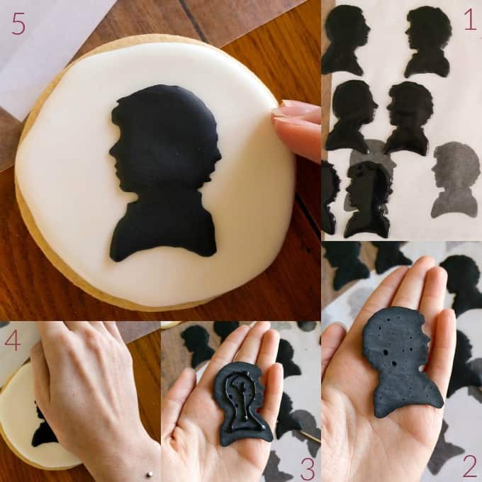 Royal Icing Sherlock Cookies  silhouettes hold ba han and transfered on cookie(Cookie Geek #1) #stepbystep