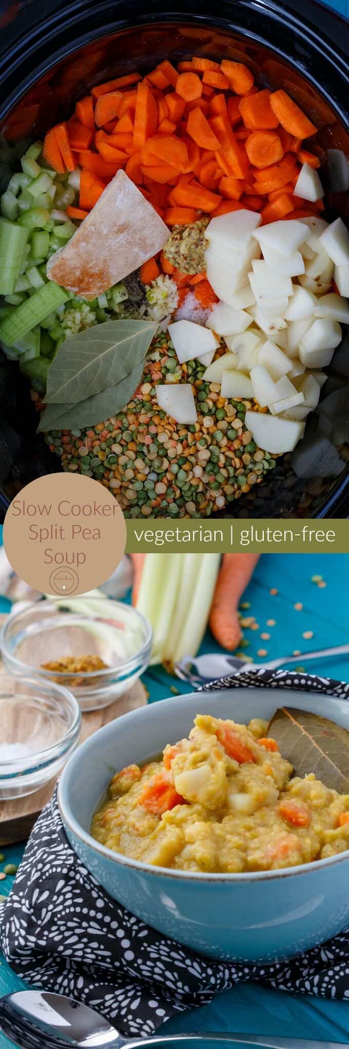 Slow Cooker Split Pea Soup (Vegetarian) - The Cookie Writer