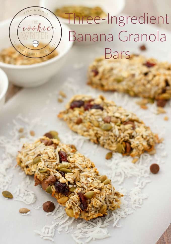 Three-Ingredient Banana Granola Bars on white paper sheet#healthy #threeingredients