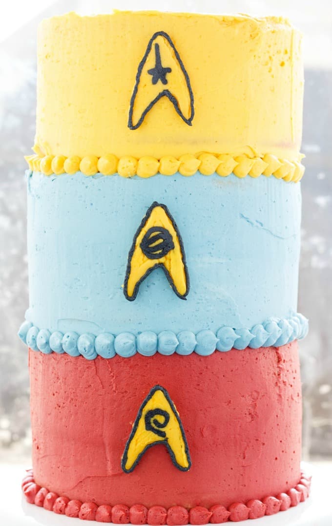 Buttercream Star Trek Cake on white tray