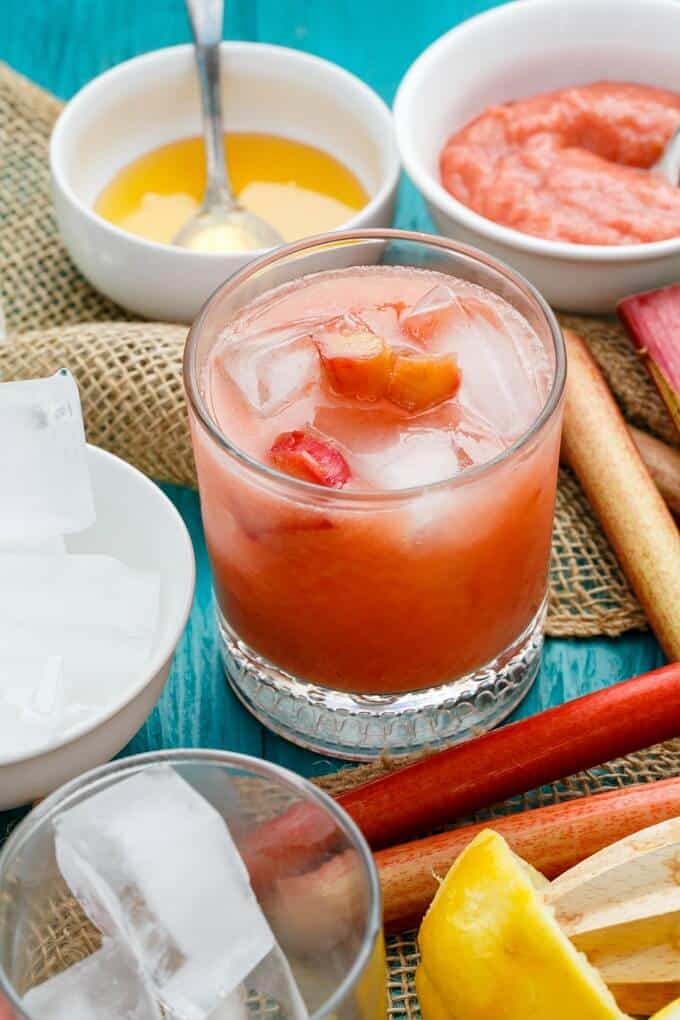 Honey-Roasted Rhubarb Whiskey Sour - The Cookie Writer