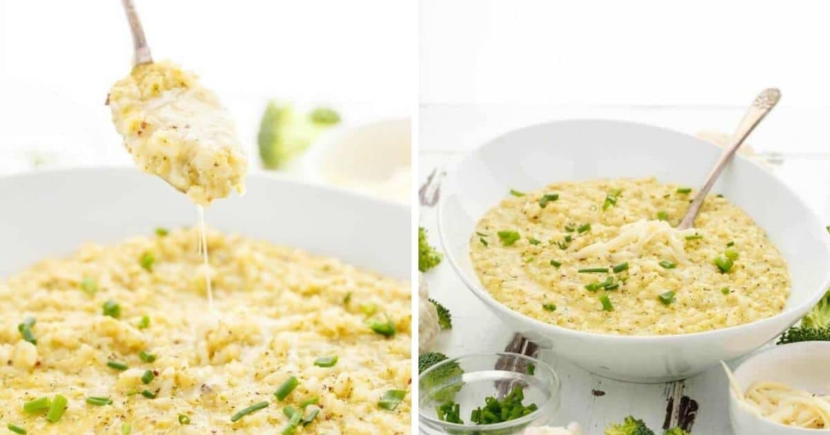 Cheesy BroccoliCauliflower Risotto The Cookie Writer