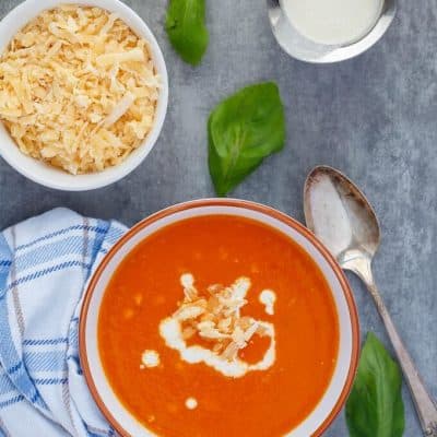 Roasted Red Pepper Soup with Gouda