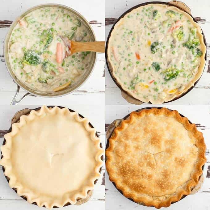 Hearty Vegetarian Pot Pie process of cooking and baking