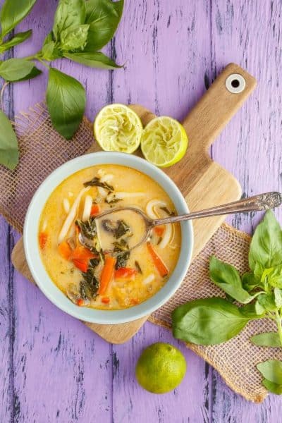 (Inauthentic) Vegetarian Thai Basil Soup (Vegan!)