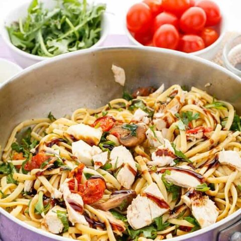 Roasted Chicken Caprese Pasta