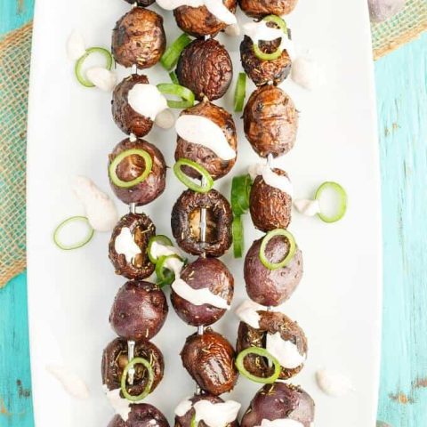 Grilled Balsamic Mushroom-Potato Kabobs