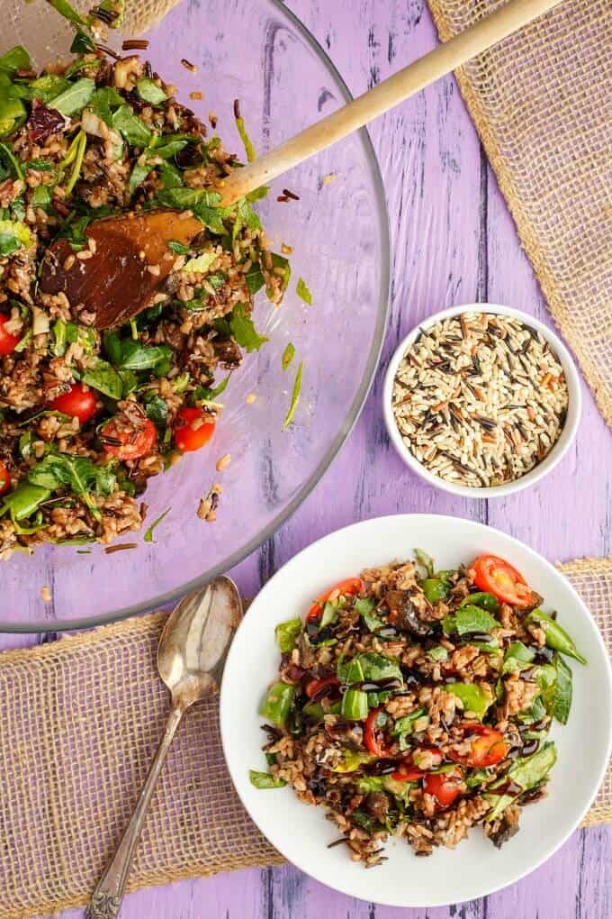 Roasted Mushroom Wild Rice Salad (Vegan INC.) - The Cookie Writer