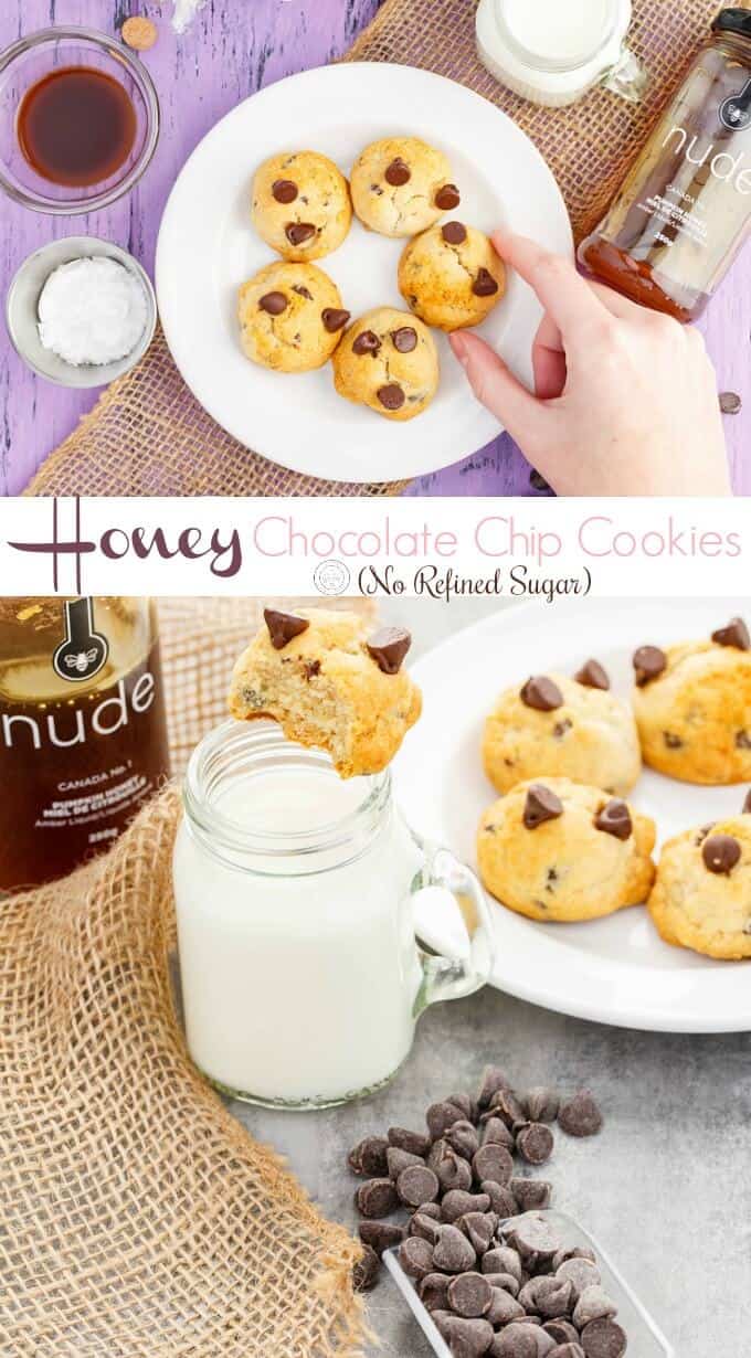 Honey Chocolate Chip Cookies (No Refined Sugar)