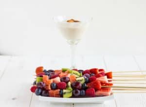 Fruit Kabobs with Almond Milk Whipped Cream