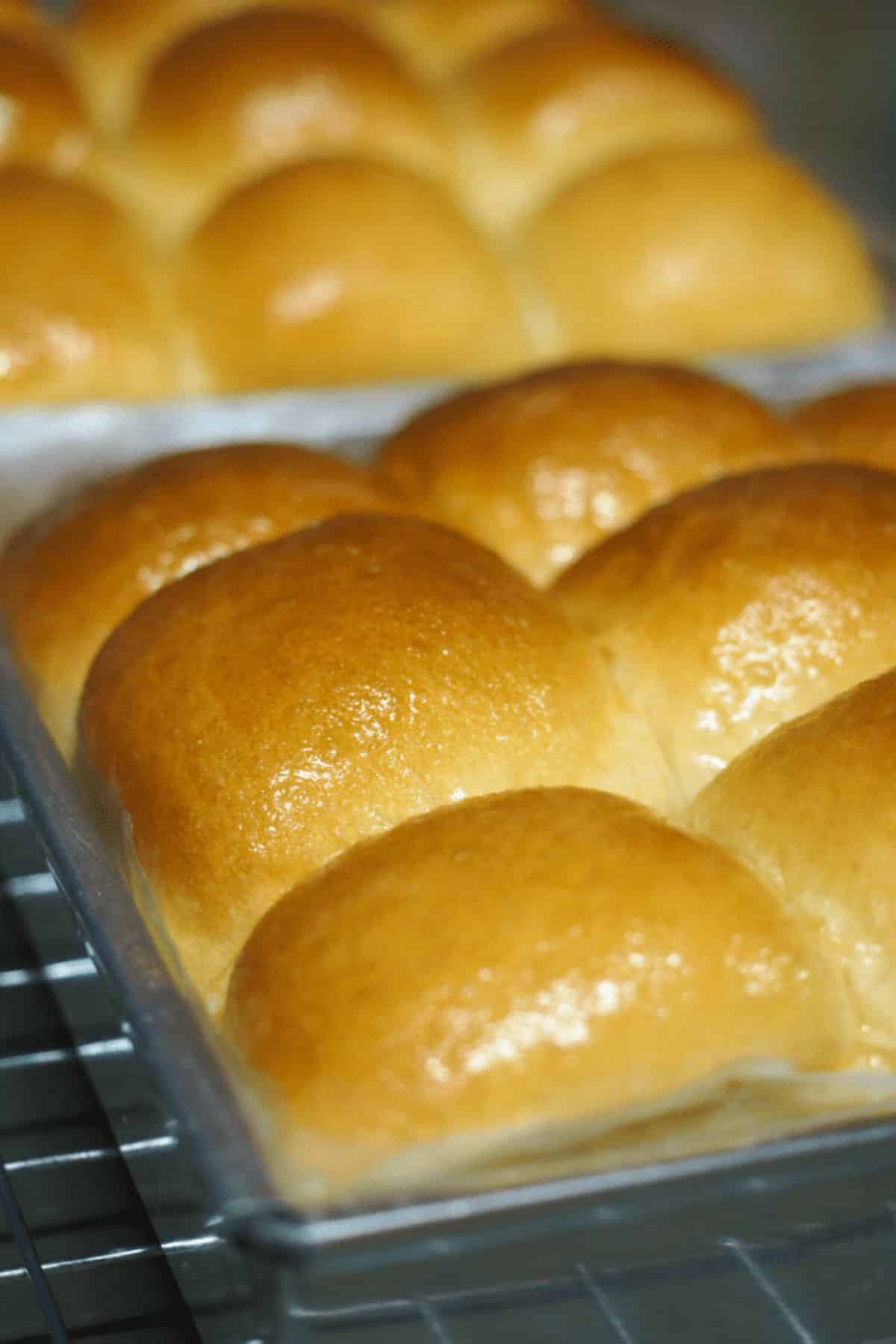 Flavorful Condensed Milk Bread in a bread pan.