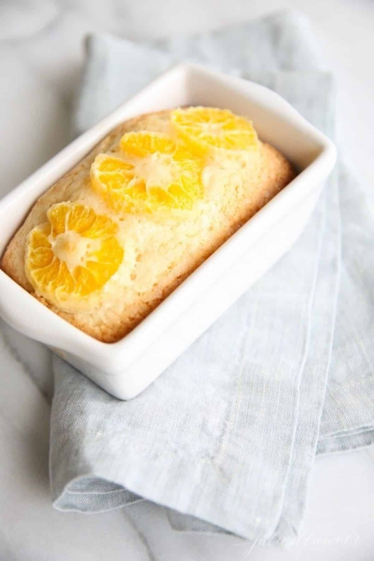 Delicious Sweet Orange Bread in a bread pan.