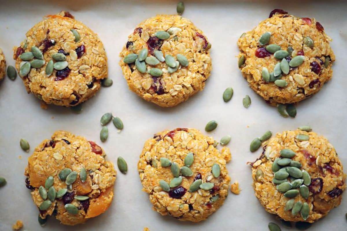 Crunchy Healthy Muesli Cookies on a tray.