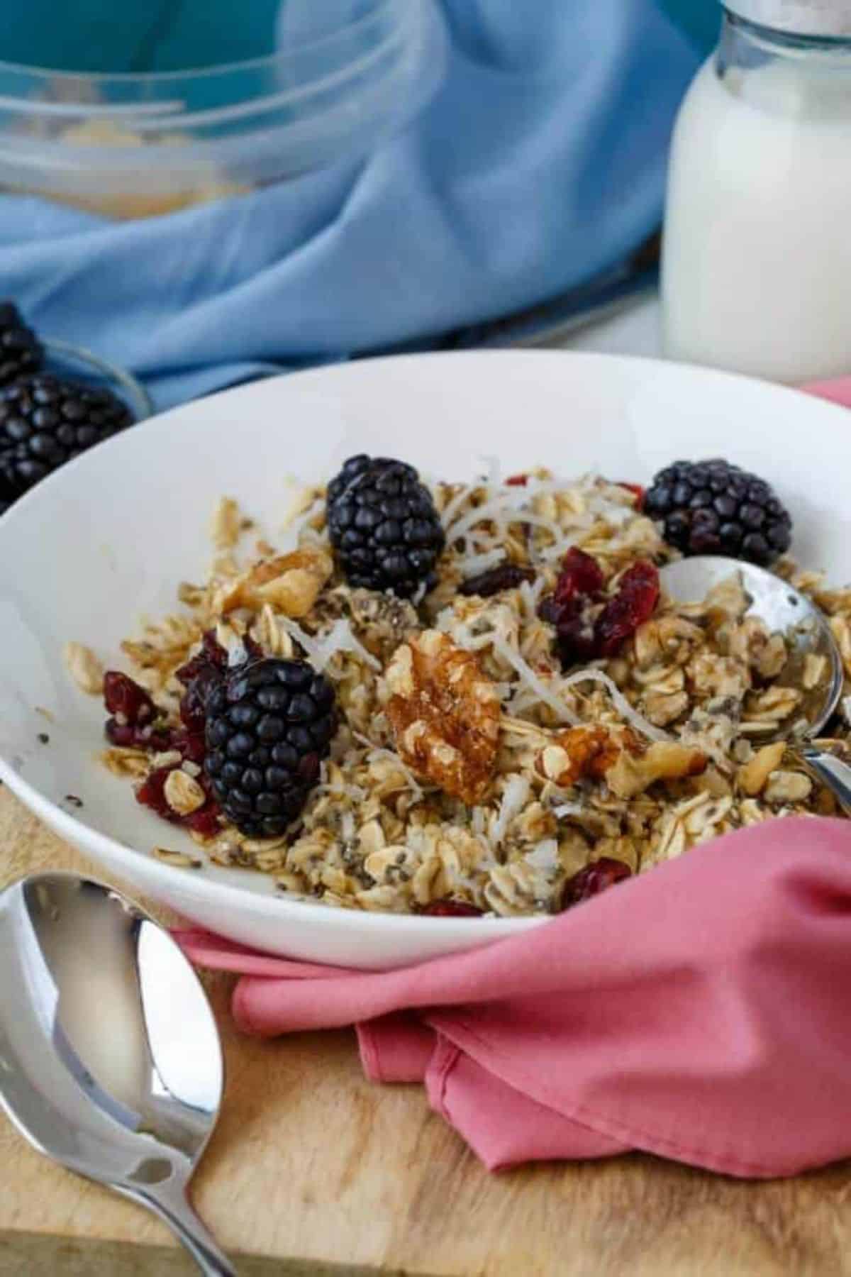 Healthy Homemade Instant Oatmeal in a white bowl.